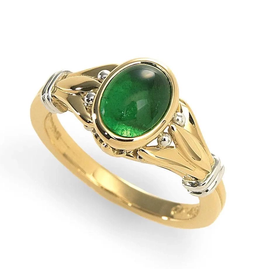 Papyrus-Emerald-RGB_Finished-Done-1024x871 Emerald cabochon Papyrus ring in 18k yellow gold and platinum accents